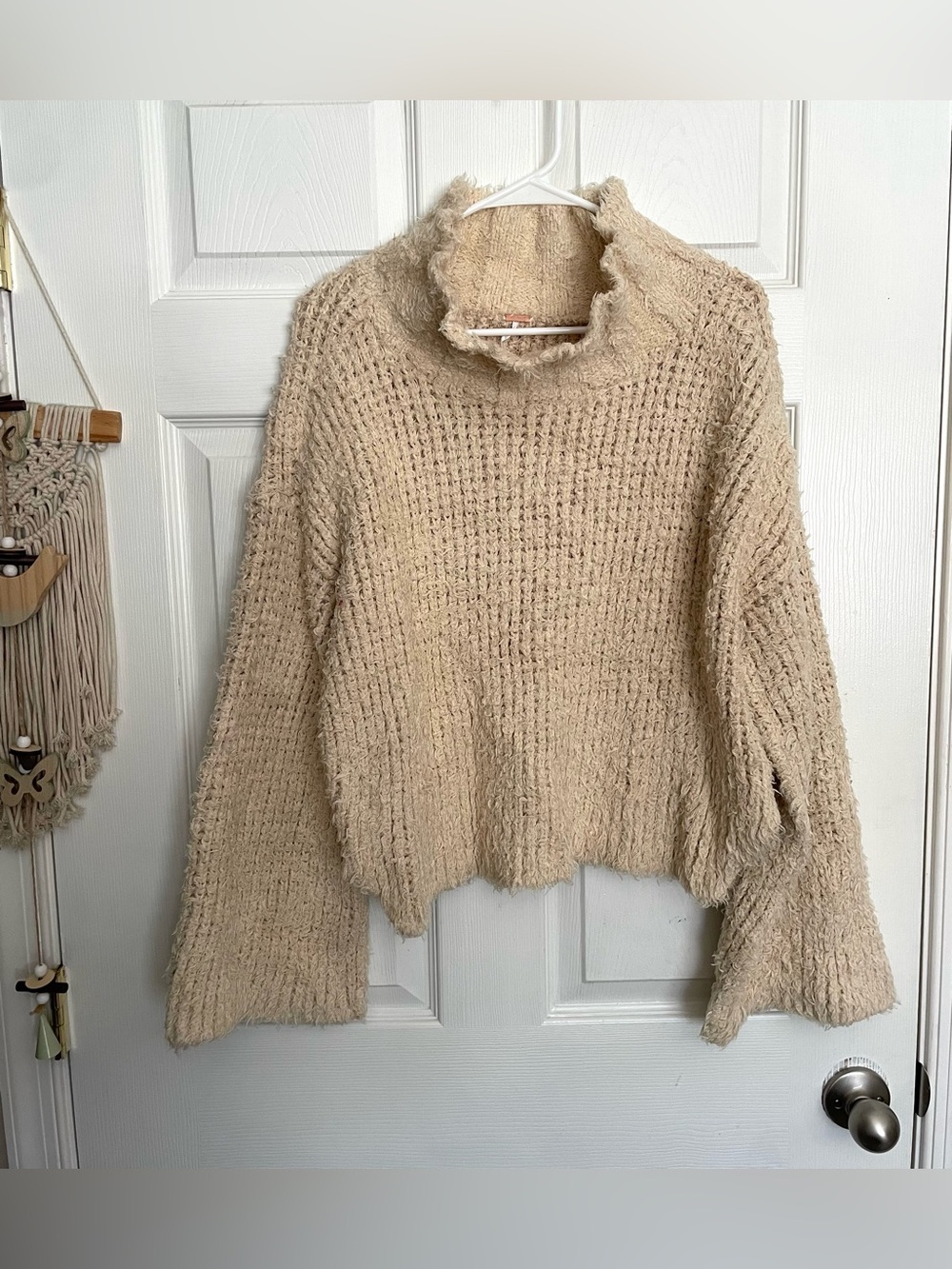 NWT Free People XS Cozy Cream Textured Mock Neck Sweater
